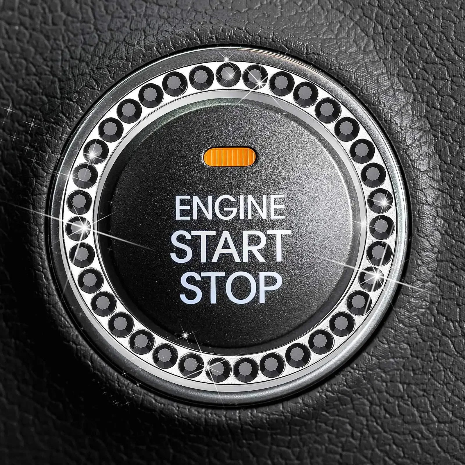 Car Start Switch Button Auto Decorative Diamond Stickers Rhinestone Ring Circle Trims Protective Cover Car Accessories Interior