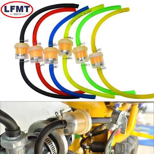 Motorcycle Universal Gas Fuel Filters and Fuel Pipe For 49cc 50cc 110cc 125cc Motocross Dirt Pit Bike Moped Scooter ATV Go Kart