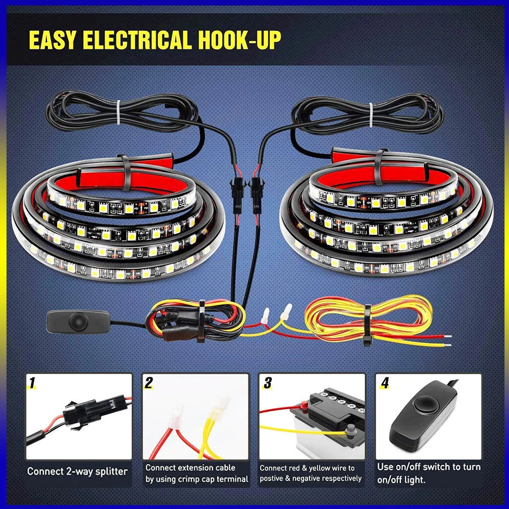 Pickup Truck LED Car Light, One Trailer Two Truck Trunk Light, Suitable For Cargo, Pickup Trucks SUV 2PCS 60 inch 180 LED