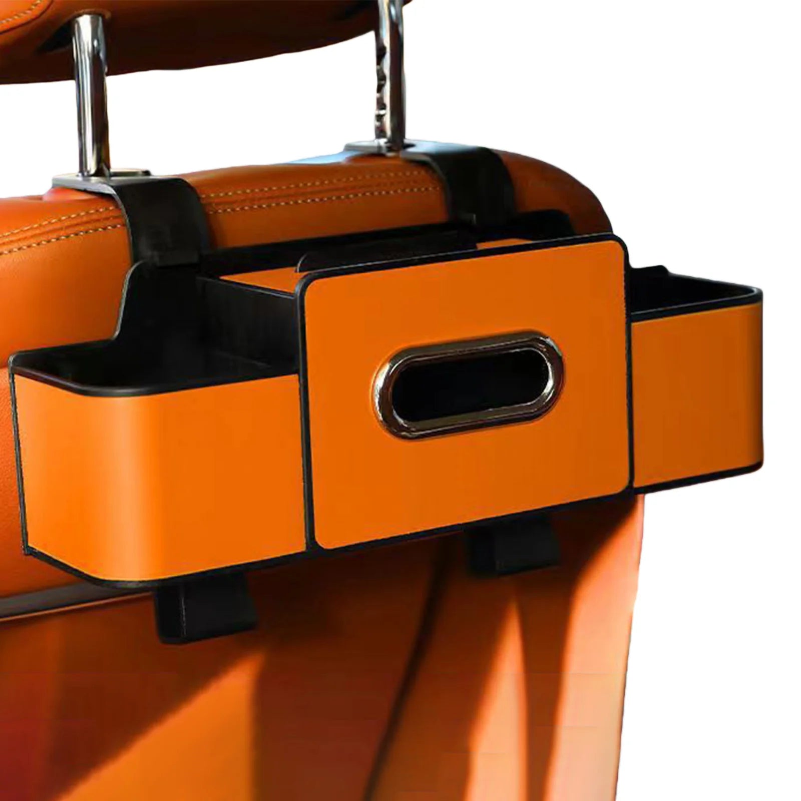 Car Back Seat Organizer with Cup Holder Tissue Box and Hooks Vehicle Seat Back Hanging Storage Box Automotive Travel Accessories