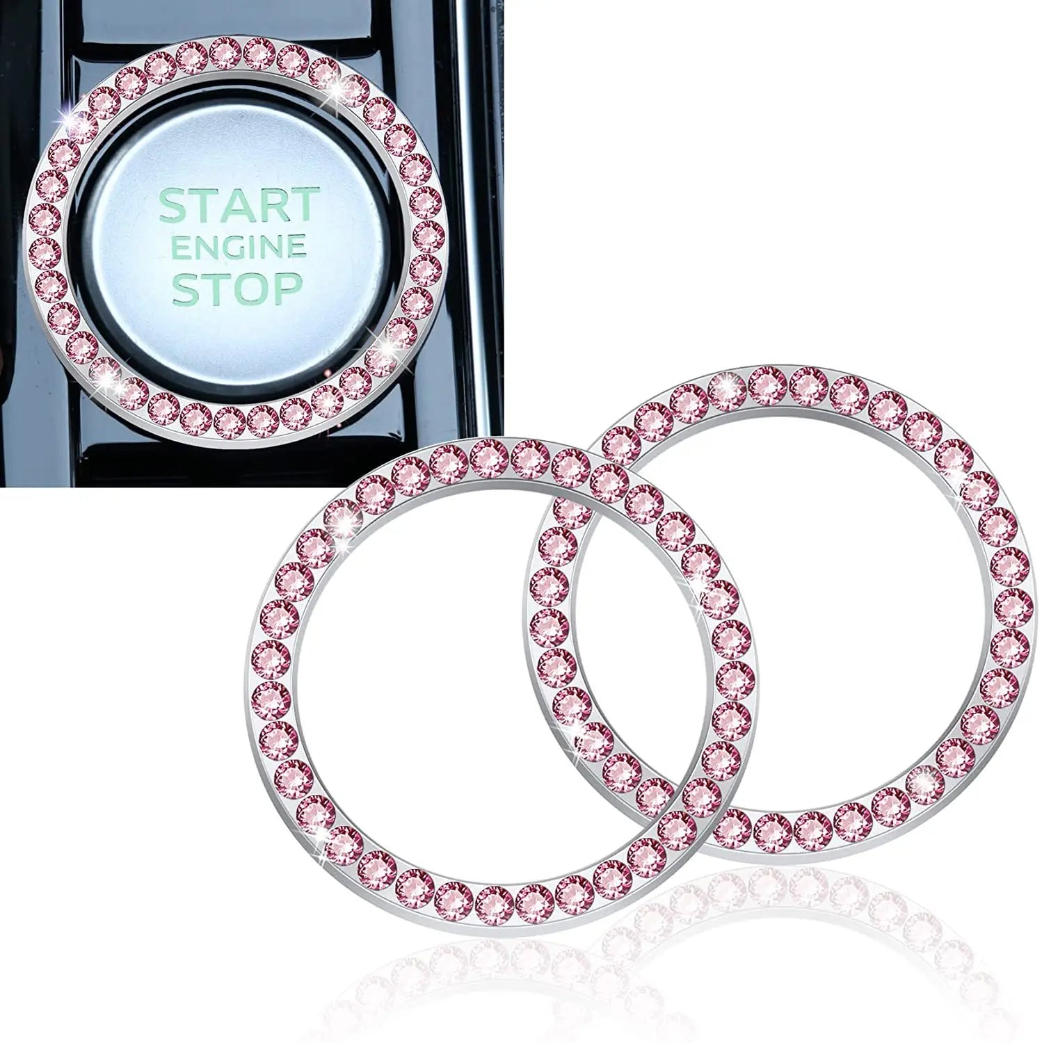 4pcs Car Interior Set 2pcs Cup Mat + 2pcs Ignition Decoration Ring Good-looking Practical Car Interior Accessories