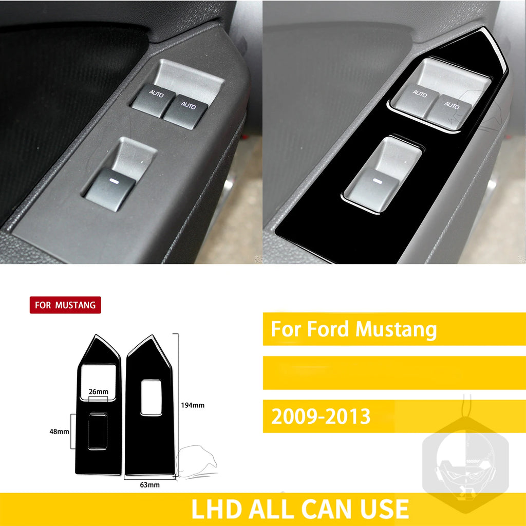 For Ford Mustang 2009-2013 Accessories Car Plastic Black Interior Door Panel Gear Cupholder Air outlet Trim Sticker Decoration