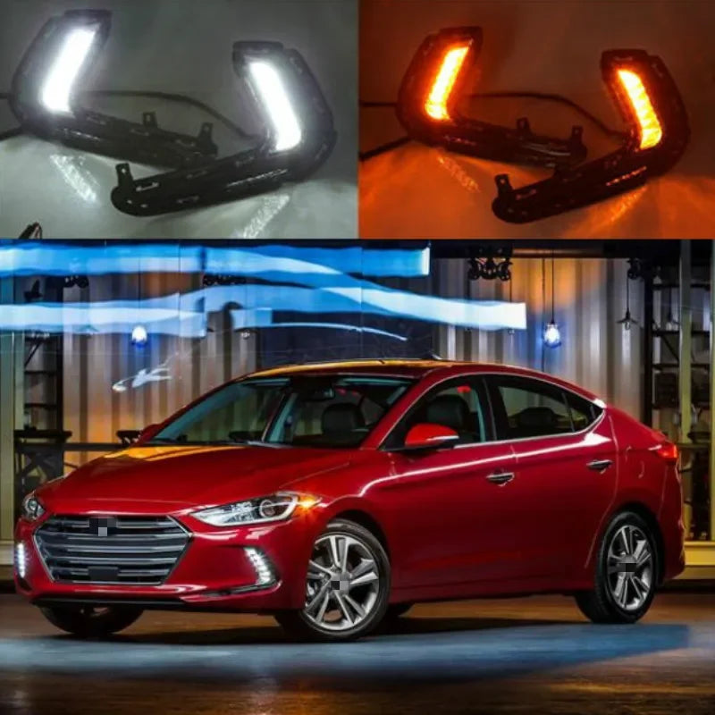 For Hyundai Elantra 2016 2017 2018 1 Pair LED car DRL Daytime Running Light Daylight Waterproof Signal lamp