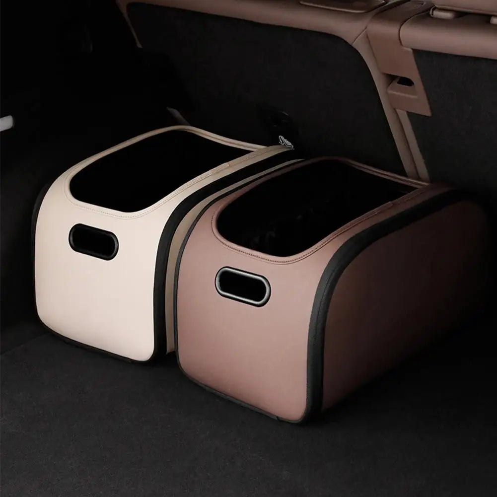 Trunk Organizer Space Saving Large Capacity Leather Car Trunk Storage Organizer For Truck SUV RV Sedan Auto Interior Grocery