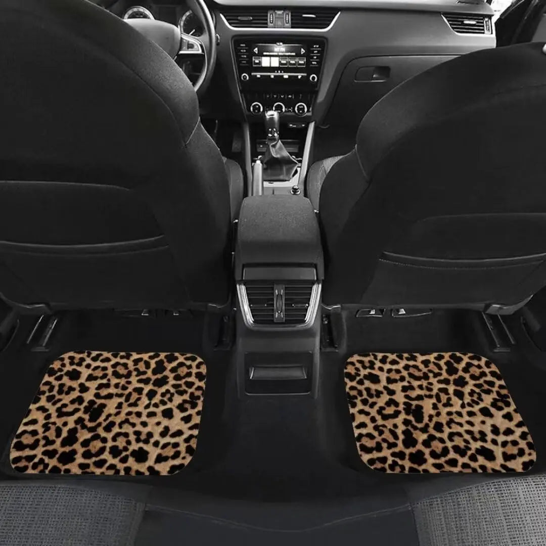Leopard Print 4pcs or 2pcs  All-Weather Car Mats - Front & Rear Universal Fit for SUVs, Limos & Trucks - Unisex Design