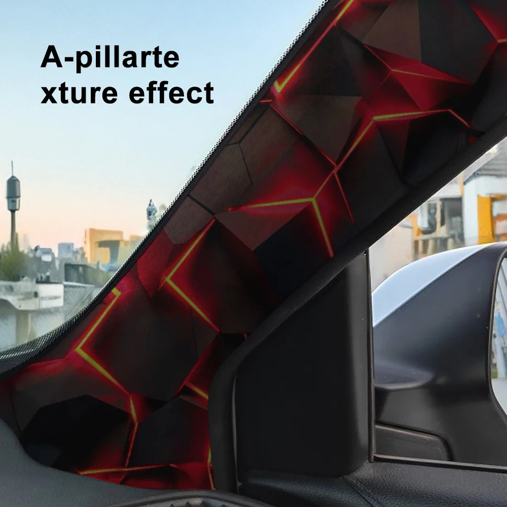 2-piece set of self-adhesive car A-pillar trim with lava crackle pattern, elastic fabric, car interior accessories.