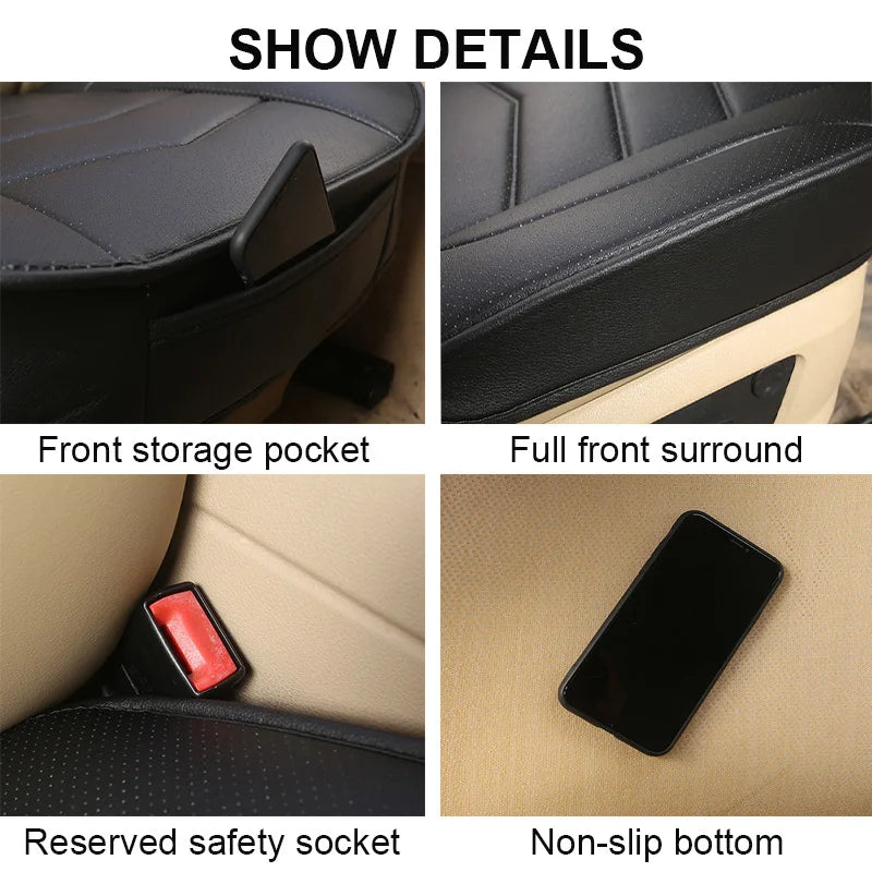 Leather Car Seat Cover Breathable Driver Seat Cushion Protection Universal Size Rear Seat Non-slip Mat Styling Accessories