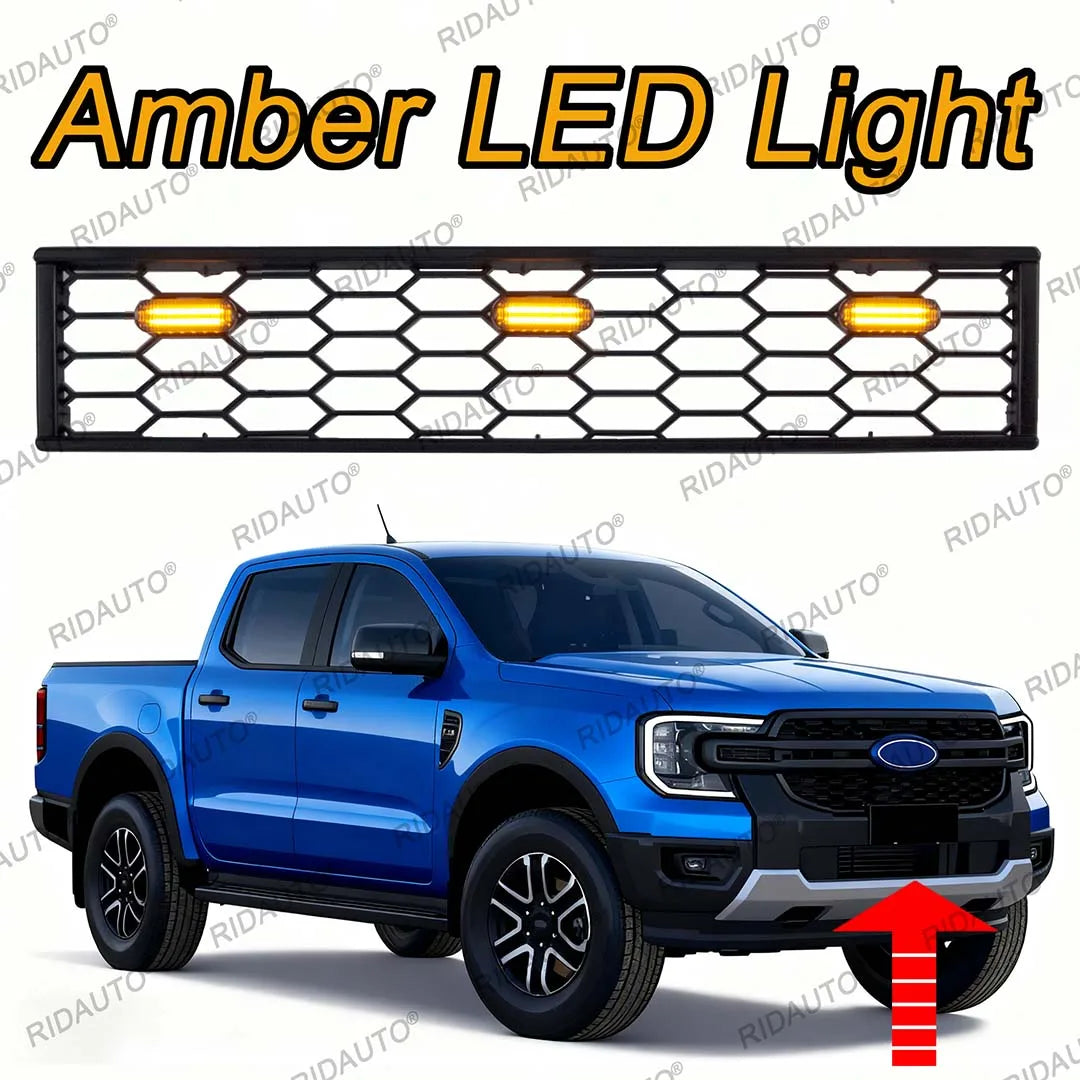 Parrillas ABS de alta calidad para camionetas Ranger T9 XLT Sport 2022-2025+, rejilla inferior de malla, parachoques delantero pequeño.