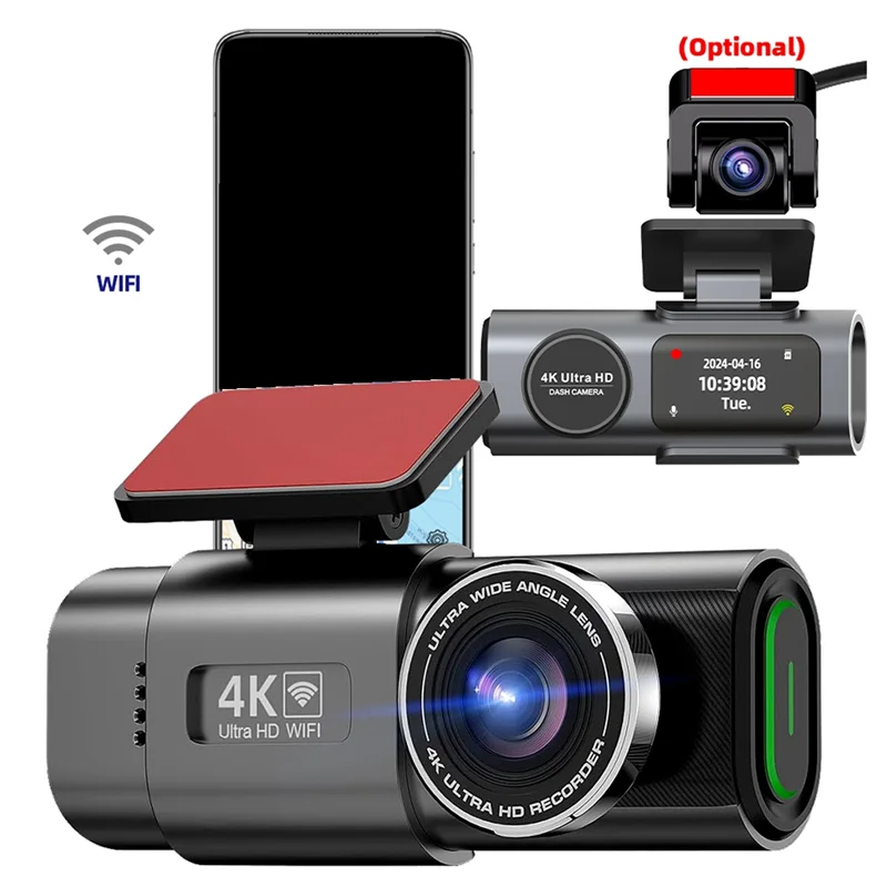 A99E-4K UHD Dash Cam DVR Car Camera Night Vision Video Recorder Dual Lens Built-In Wi-Fi GPS 24H Parking