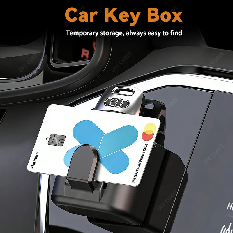 Car Key Holder Clip Car Interior Storage Box Dashboard Organizer Adhesive Mount for Card Key Rack Universal Car Accessories