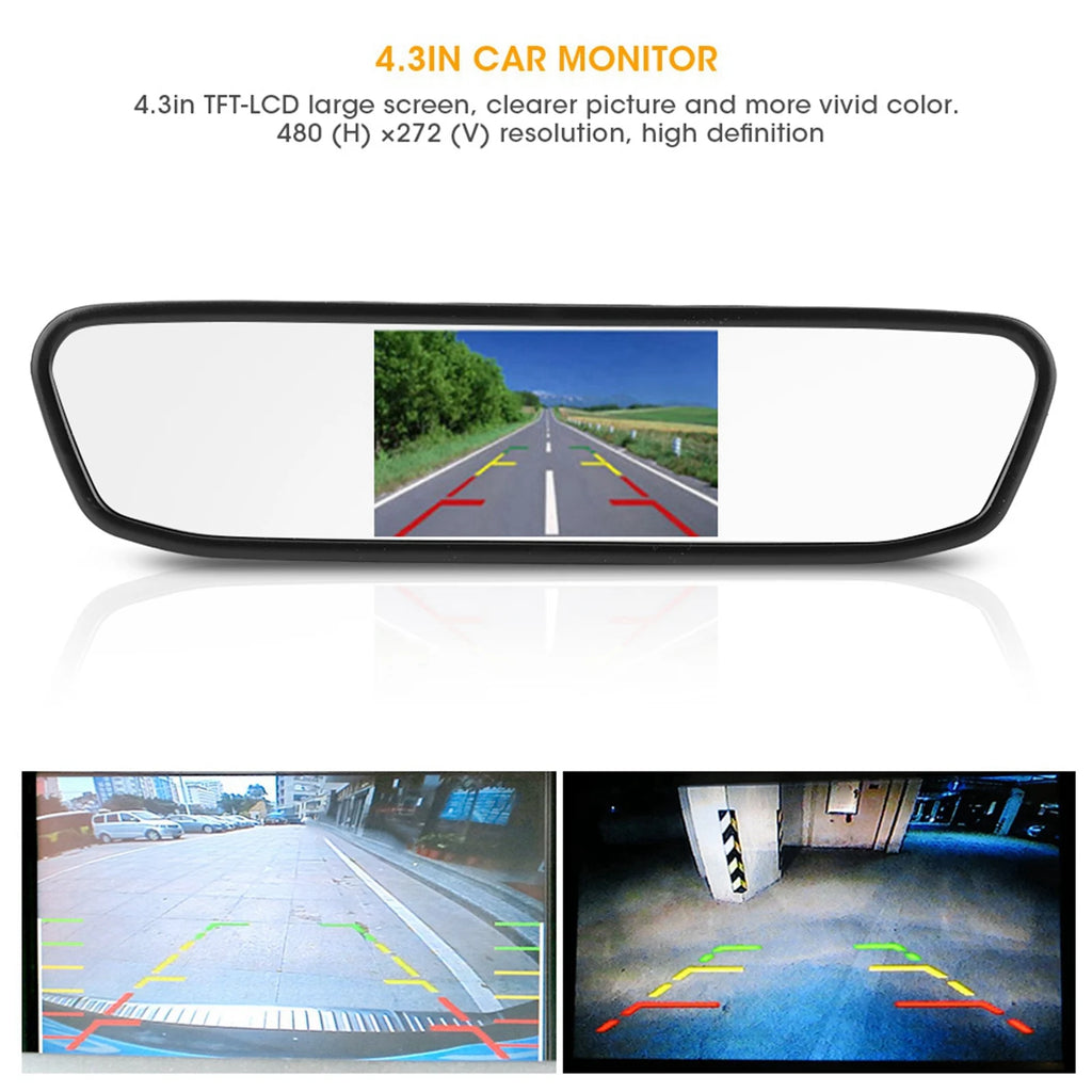 Car 4.3 Inch Rearview Mirror HD Display Monitor Dash Cam With 8 LED Night Vision Rear View Parking Reversing Camera Accessories