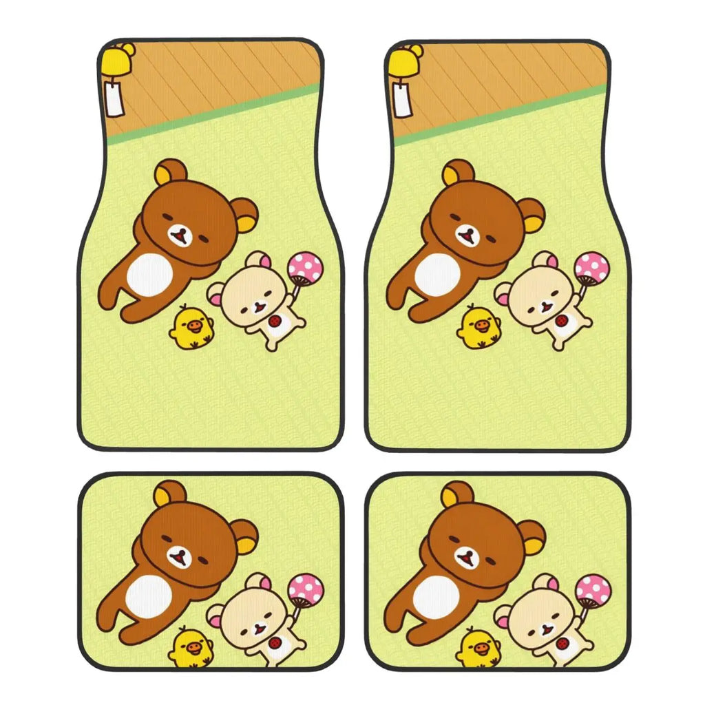 Rilakkuma Car Floor Mats Carpet Set of 4 Anti-Slip Universal Automotive Floor Mat Fit for Mid Trucks