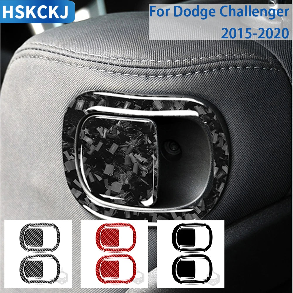 For Dodge Challenger 2015 2016 2017 2018 2019 2020 Accessories Carbon Fiber Car Interior Seat Back Panel Trim Sticker