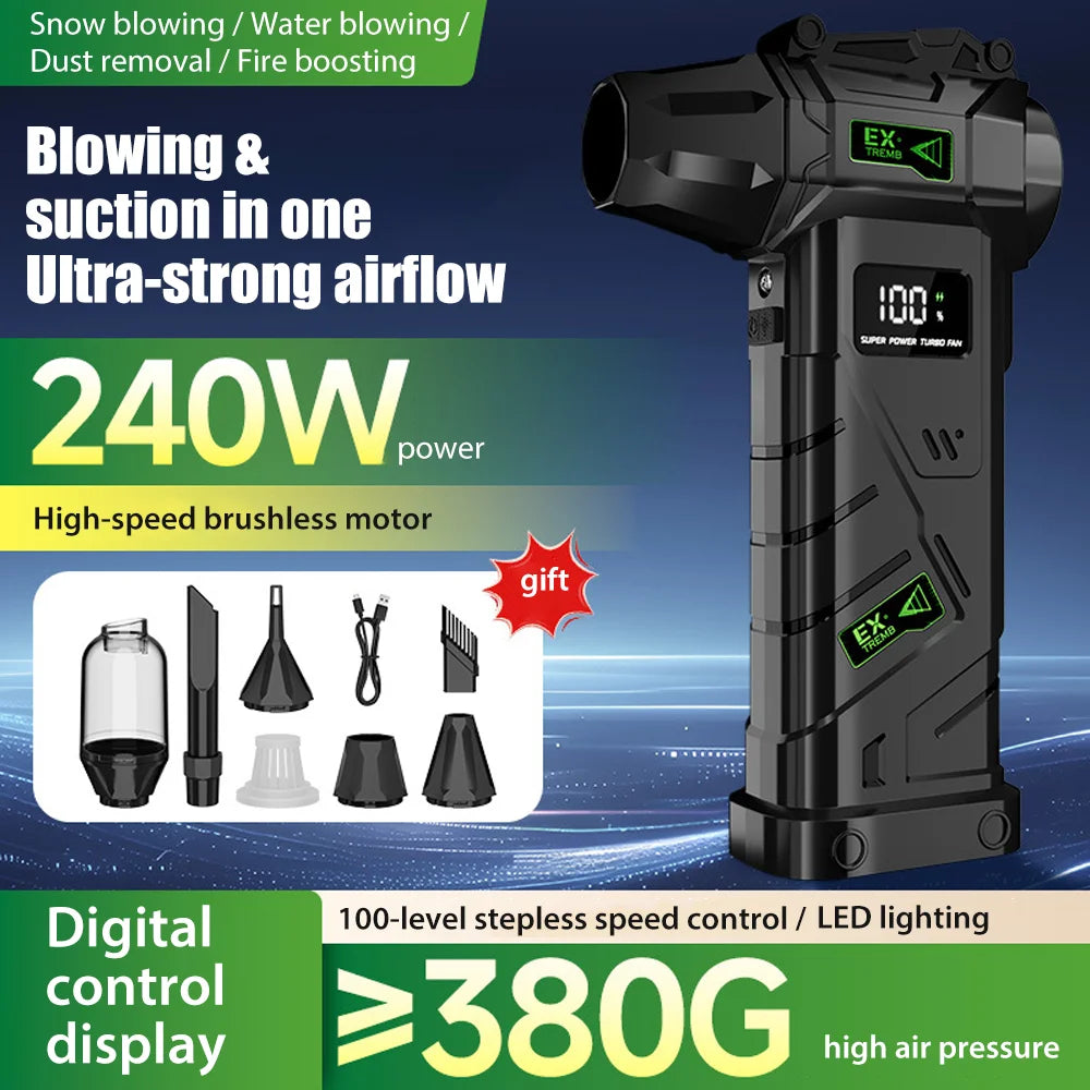 990000RPM Powerful Air Blower Vacuum Dust Cleaner Type-C Charging Strong Winds 60m/s Brushless Turbo Jet Blower Car Air Duster