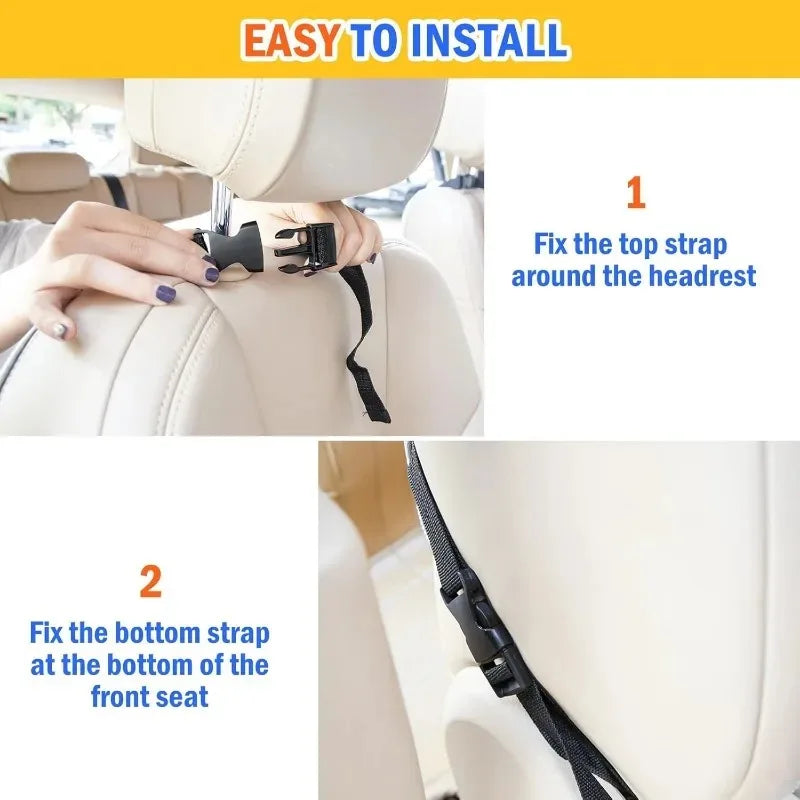 Car Backseat Organizer,2PCS Car Storage Organizer Kick Mats Back Seat Protector with Touch Screen Tablet Holder