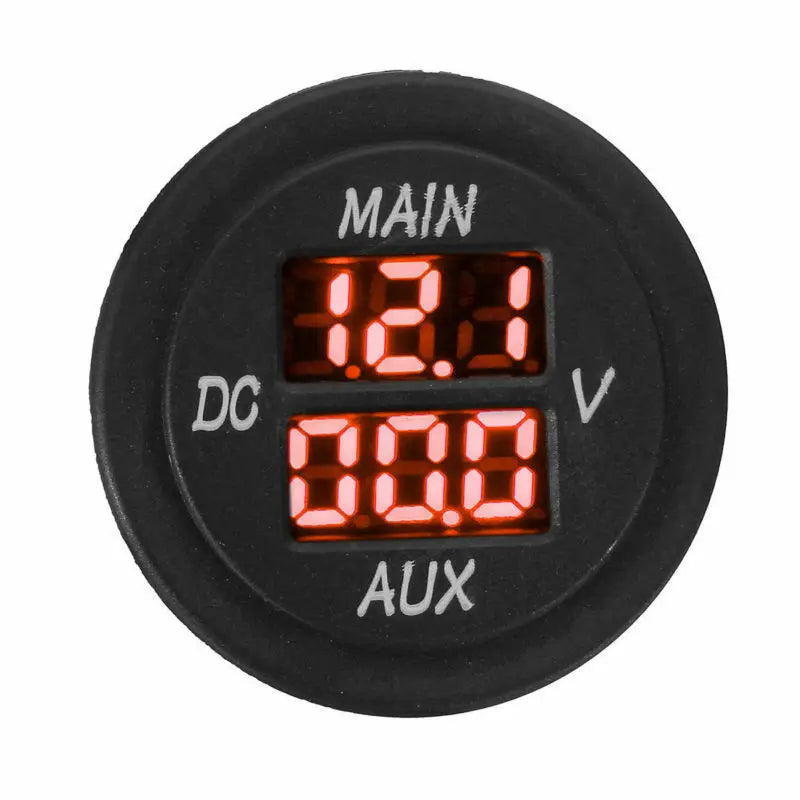 LED Car Digital Double Voltmeter Round Panel Voltage Monitor for Car Pickup RV Truck