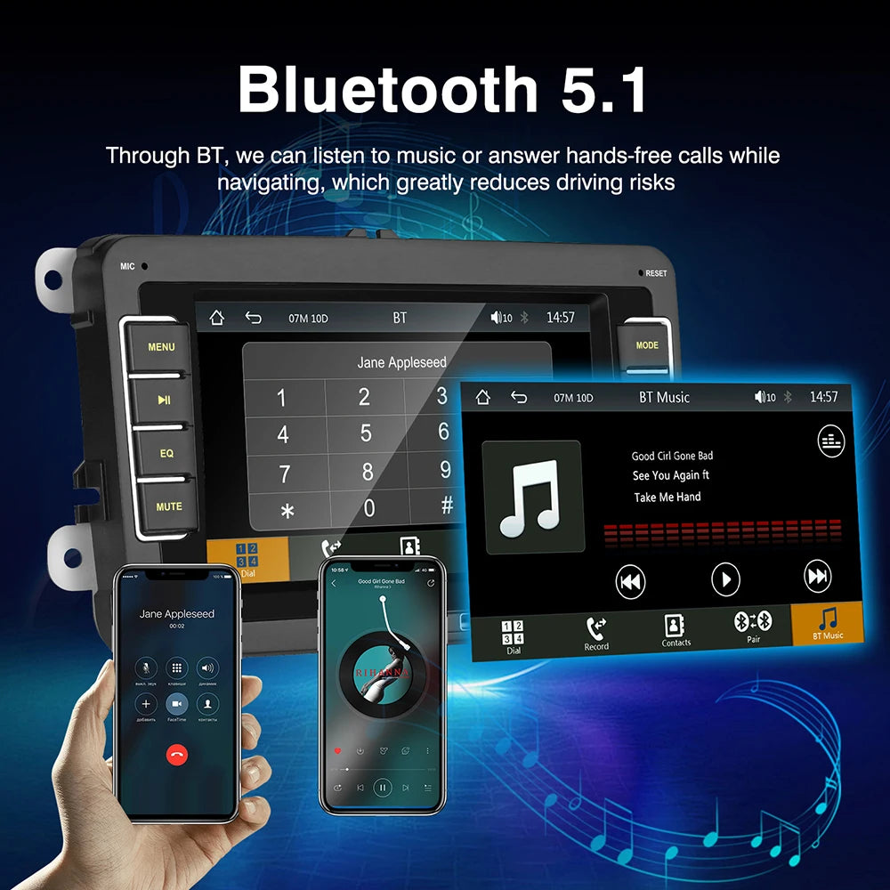 7" 2 Din HD Car Media Video RDS Airplay Car Radio Wireless CarPlay Android Auto Stereo Audio For VW/Seat/Skoda/Passat/Golf/Polo