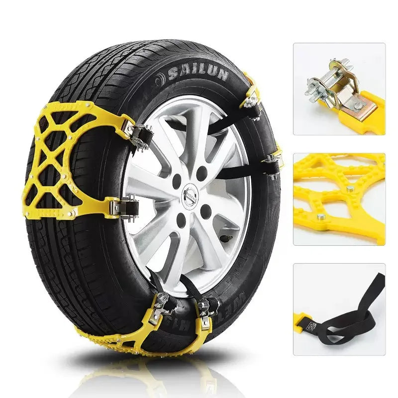 Car Snow Tire Chains Mud Tyre Wheels Thick Anti-Skid Belt For Car/SUV/Truck Portable Easy to Mount Emergency Traction Car