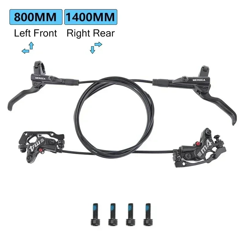 Brakes Meroca 4 Pistons Hydraulic Brakes Mtb Bicycle Brakes Caliper Rotor 160mm Set Mountain Bike 800/1400mm for E4 ZEE M420