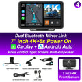 XIMA 7 inch Dash Cam 4K Car DVR Wireless Carplay Android Auto GPS Navigation Video Recorder Dashboard Dual Lens Reversing