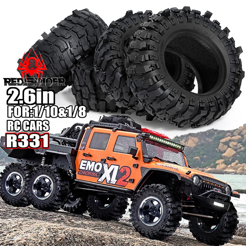2.6in Crawler Tires 132x58mm Rubber Tyres Gift Foam for 1/7 1/8 1/10 RC Car Ralaro Ryft Yikong Axial TRAXXAS SCX10 Yeti Capra