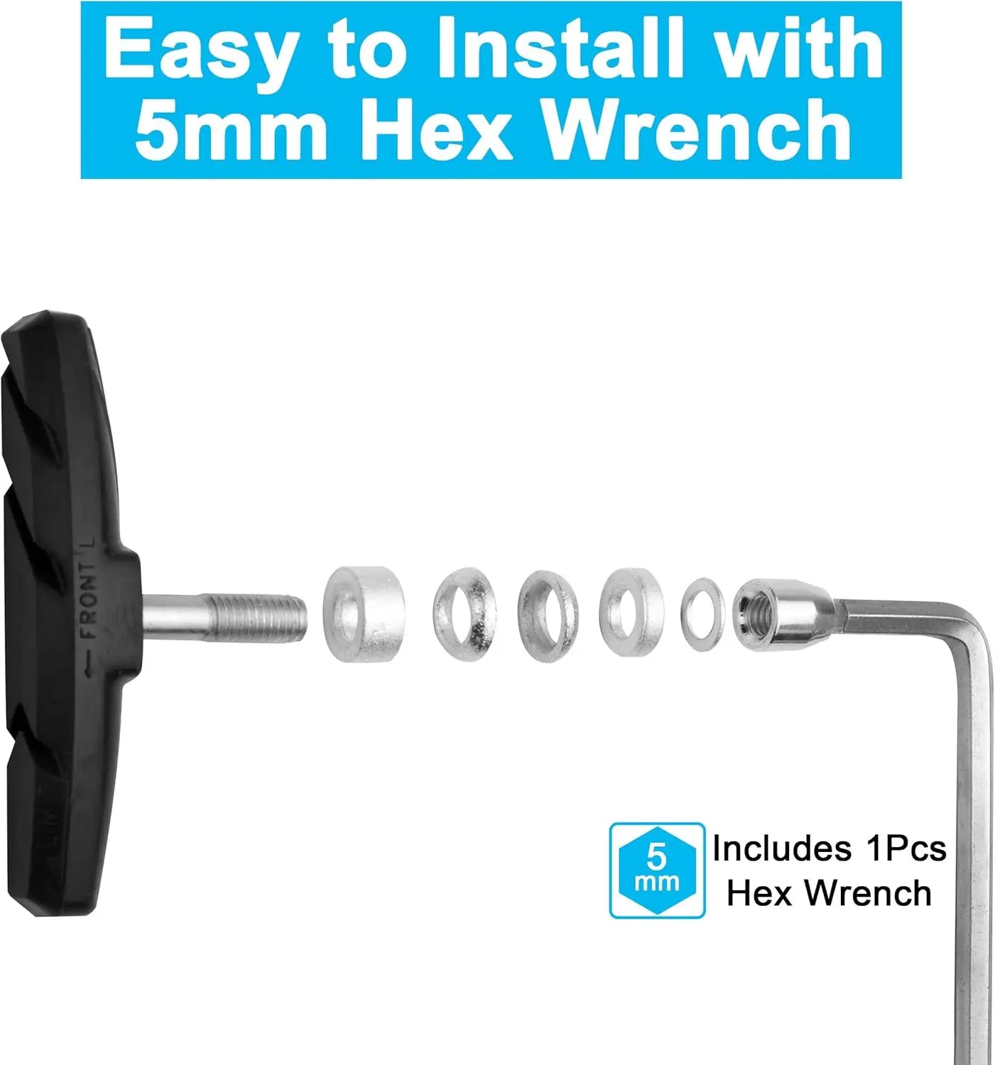 Bicycle Brake Pads with Installation Tool Disc Brake Pads for Cruiser MTB Mountain Bicycle Universal V-Brake Blocks