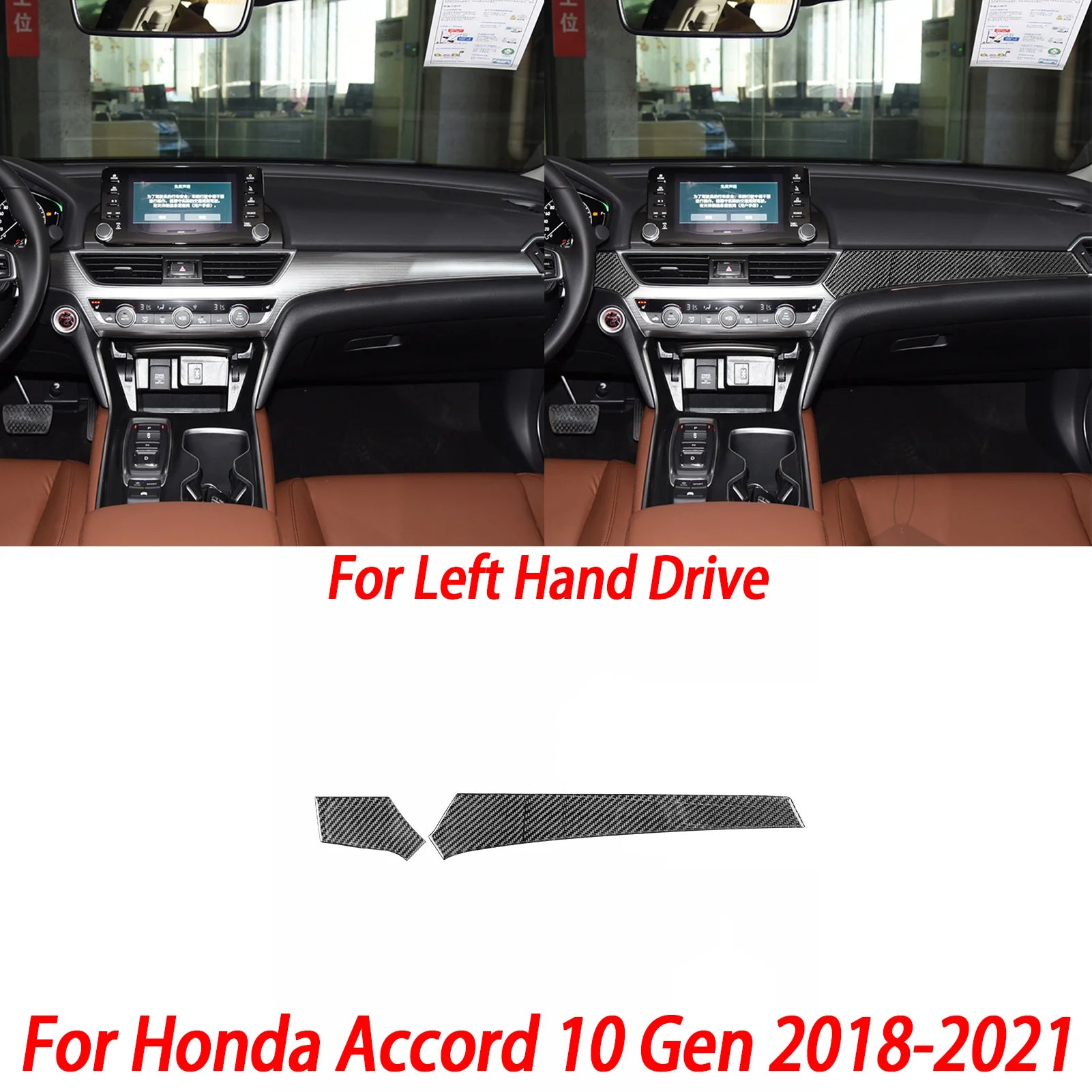 Interior Accessories Steering Wheel Central Armrest Panel Cup Holder For Honda Accord 10th Gen 2008—2021 Carbon Fiber Sticker