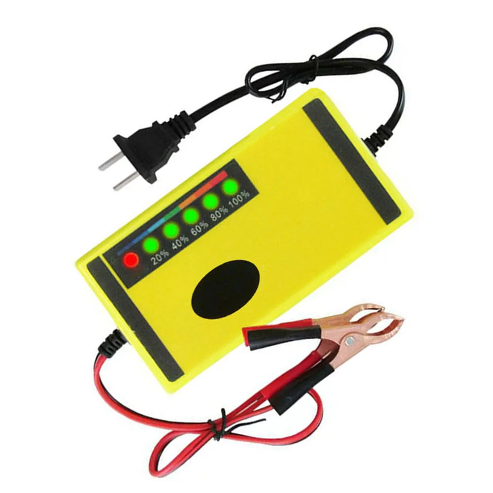 DC 12V / 2A Car Battery Charger Fast Charging Car Motorcycle Battery Charger Acid Battery Charger ABS Yellow
