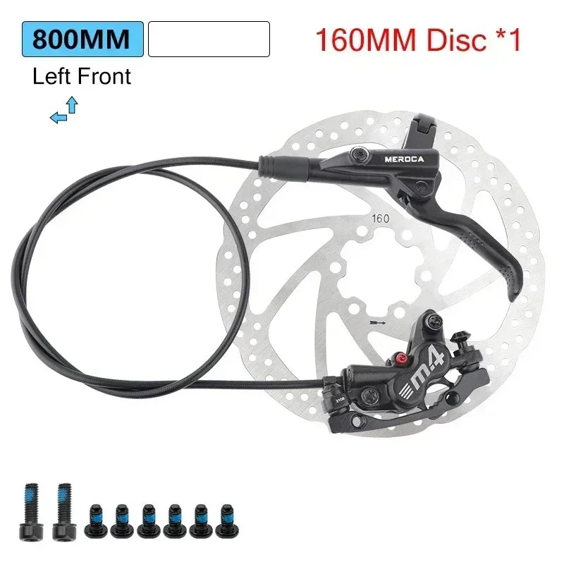 Brakes Meroca 4 Pistons Hydraulic Brakes Mtb Bicycle Brakes Caliper Rotor 160mm Set Mountain Bike 800/1400mm for E4 ZEE M420