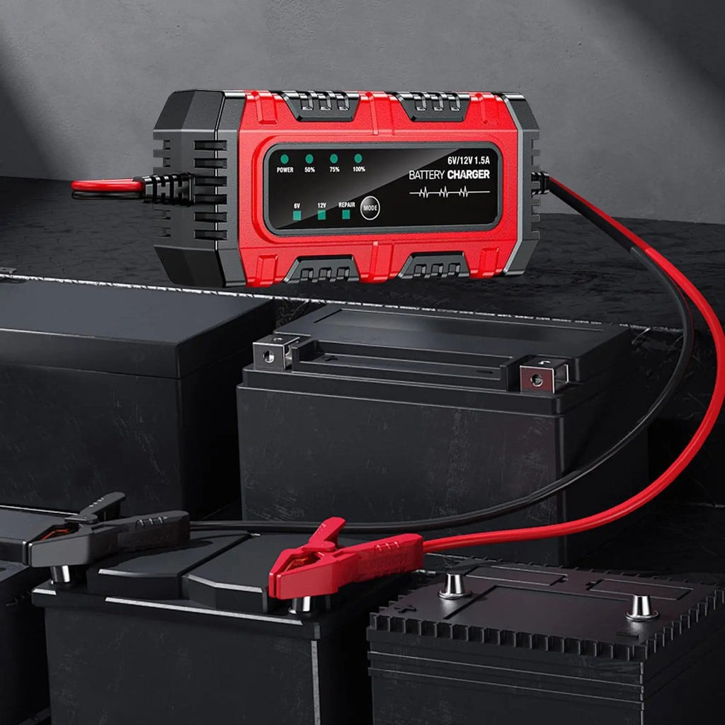 6V/12V 1.5A Car Battery Charger Smart Charger Car and Motorcycle Battery Charging Unit for Lead-Acid AGM GEL Batteries