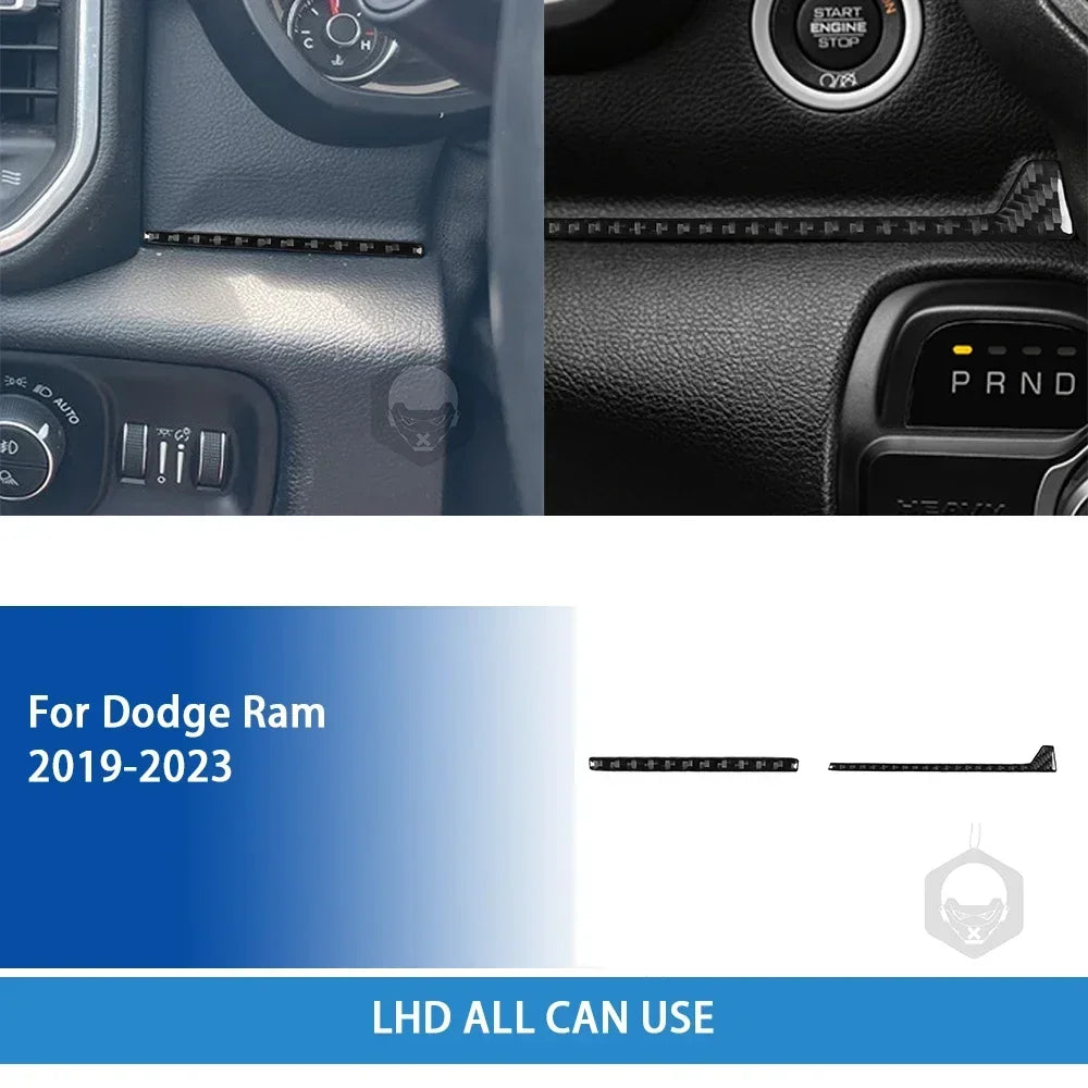 For Dodge Ram 2019 2020 2021 2022 2023 Accessories Carbon Fiber Car Interior Grar Handle Air Outlet Trim Sticker Decoration
