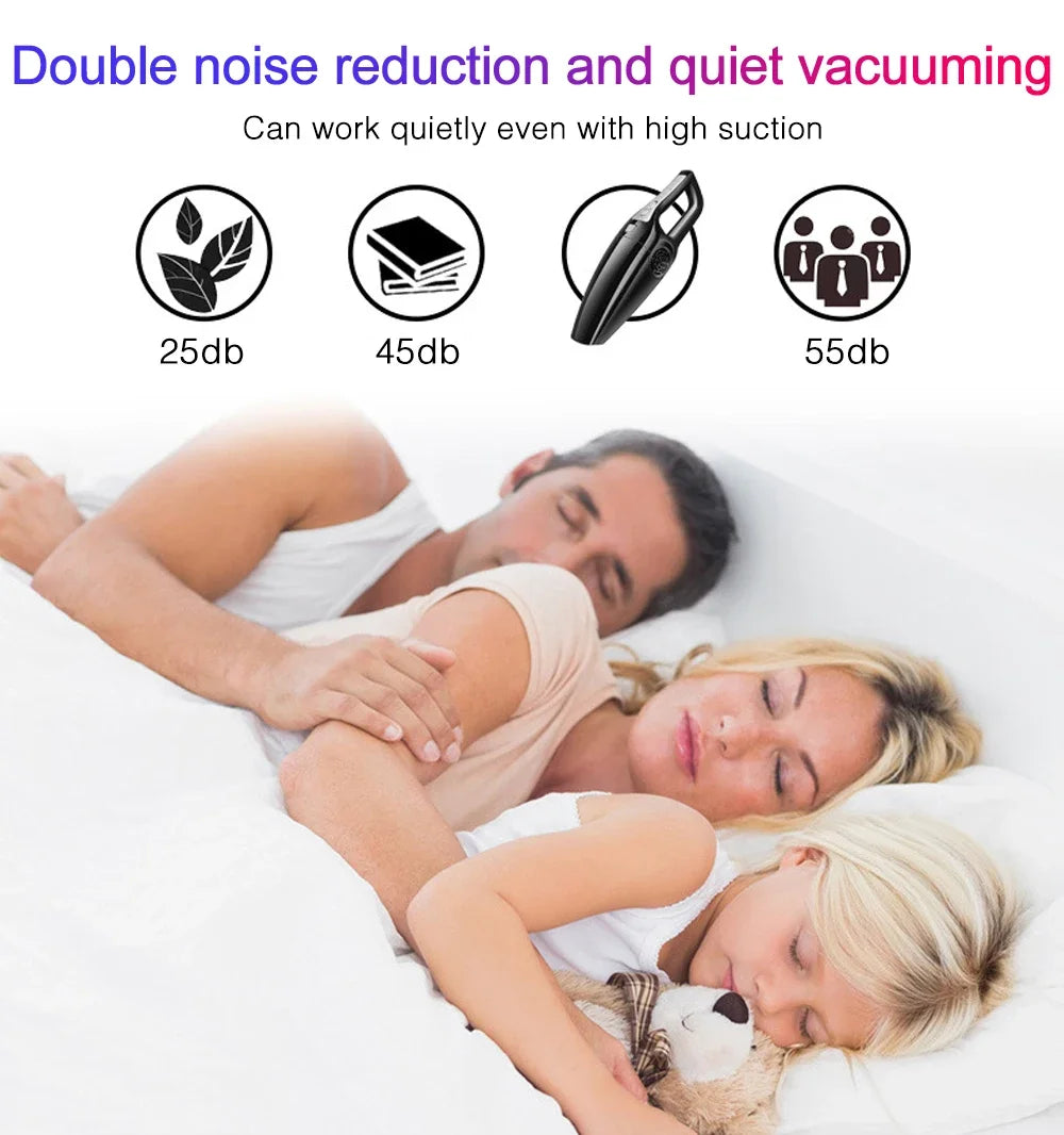 120W 3600mbar Car Vacuum Cleaner High Suction Hand-held 12V Mini 5 Meter Noodle Dry And Wet Dual-use Car Interior Cleaner