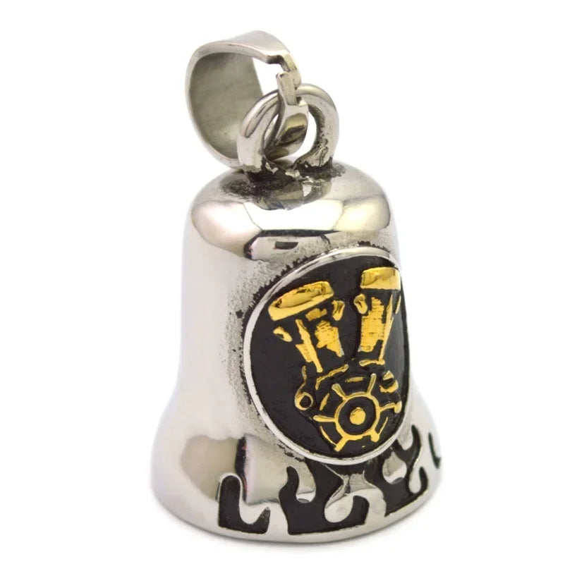 Collar con colgante de campana de calavera dominante punk retro adecuado para hombres, accesorios de ciclismo y motocicleta, regalo