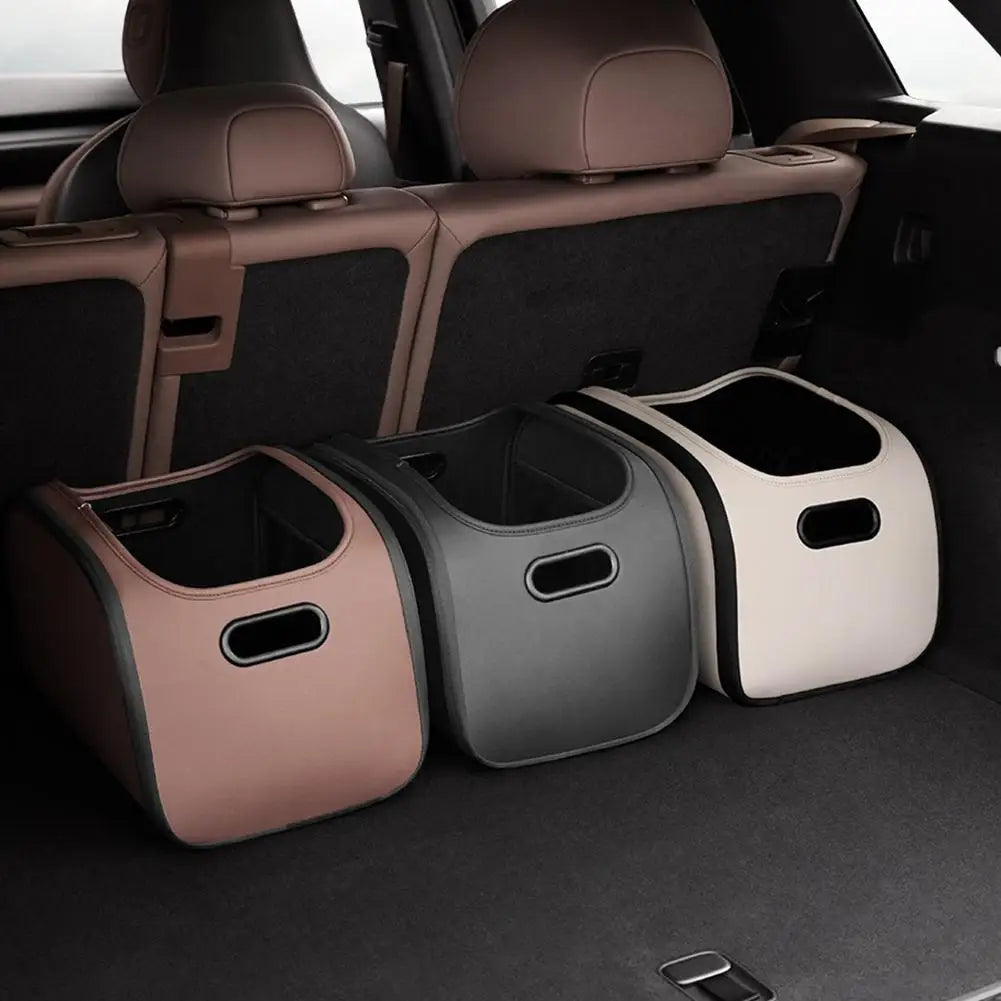Trunk Organizer Space Saving Large Capacity Leather Car Trunk Storage Organizer For Truck SUV RV Sedan Auto Interior Grocery