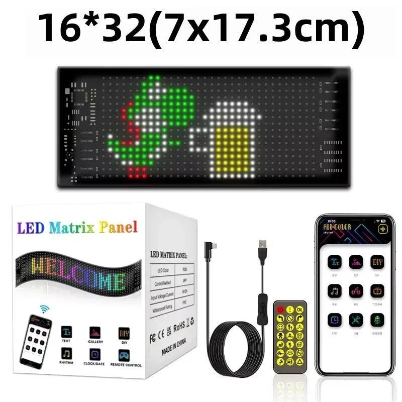 Multifunctional Bright Devil Eyes LED Light for Car Windshield Flexible Programmable Scrolling LED Display Bluetooth APP Control