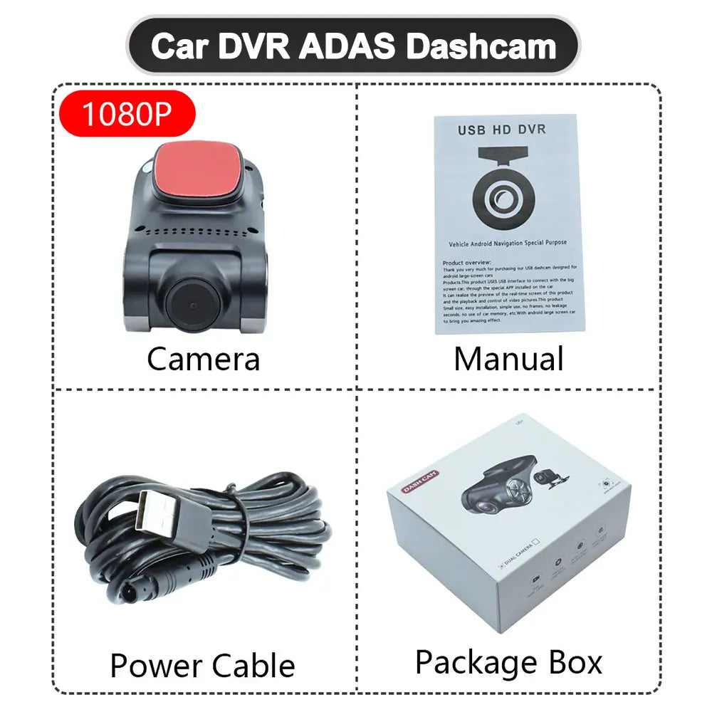 1080P 2K ADAS DashCam Recorder Car DVR Camera Night Version loop recording For Car Radio Android Player HD USB Dash Cam DVRs