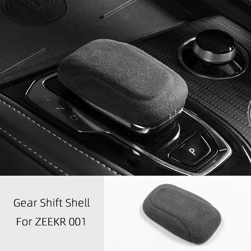 For ZEEKR 001 2021 2022 2023, A lcantara Car Interior Overlay Accessories Car Gear Shift Panel Armrest Lid Rear Air Outlet Frame