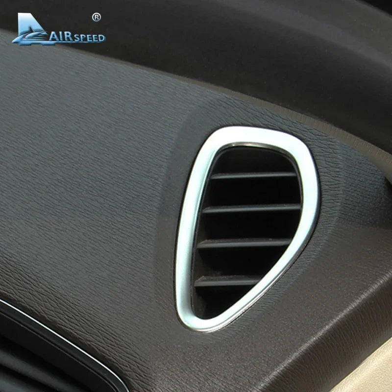 Airspeed para Volvo V40 Accesorios para Volvo V40 2012 2013 2014 2015 2016 2017 Pegatinas Interior Marco de Toma de CA de Acero Inoxidable