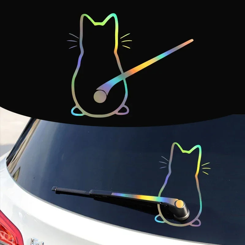 Car interior stickers Art design Fun cat car stickers Window rear glass Car decoration Car styling stickers and decals 25.6x21CM