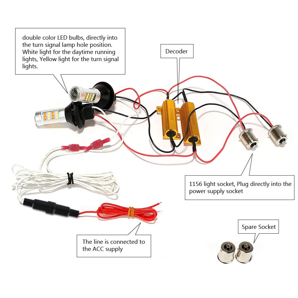 Car Turn Signal Light Auto Lamps 2 In 1 LED Car-styling LED RV Truck DRL 12V Universal Daytime Running Lights Auto Accessories