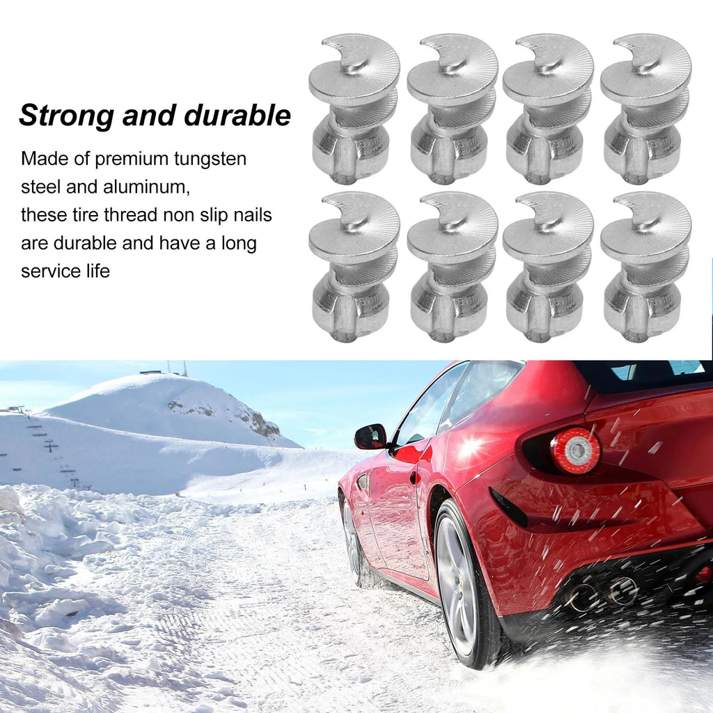 Car Wheel Tyre Studs Sturdy Increase Stability Anti Slip Tungsten Steel Aluminum Silver Screw Snow Spikes for Truck