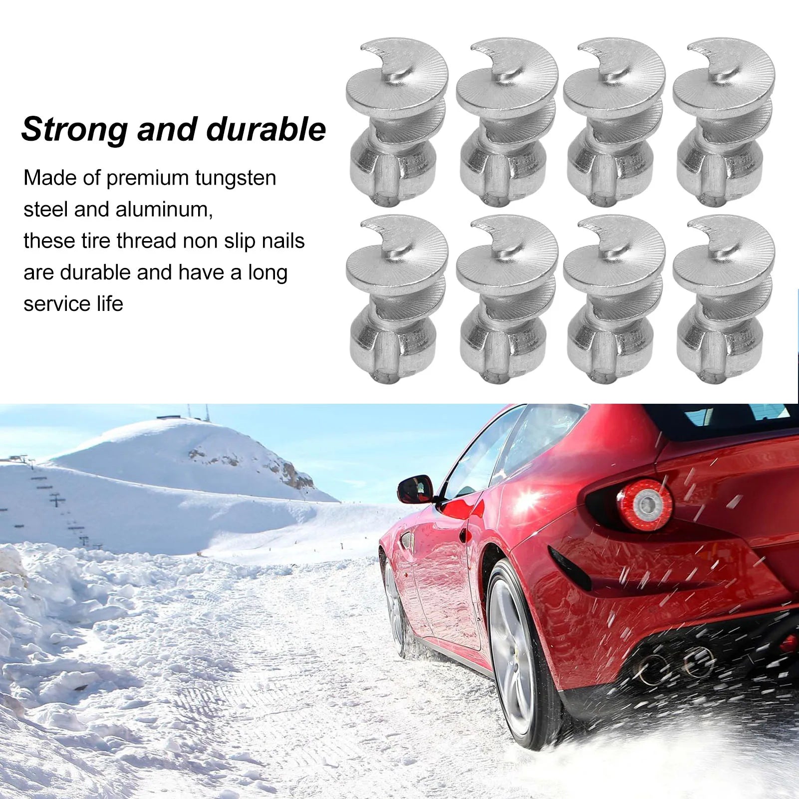 Car Wheel Tyre Studs Sturdy Increase Stability Anti Slip Tungsten Steel Aluminum Silver Screw Snow Spikes for Truck