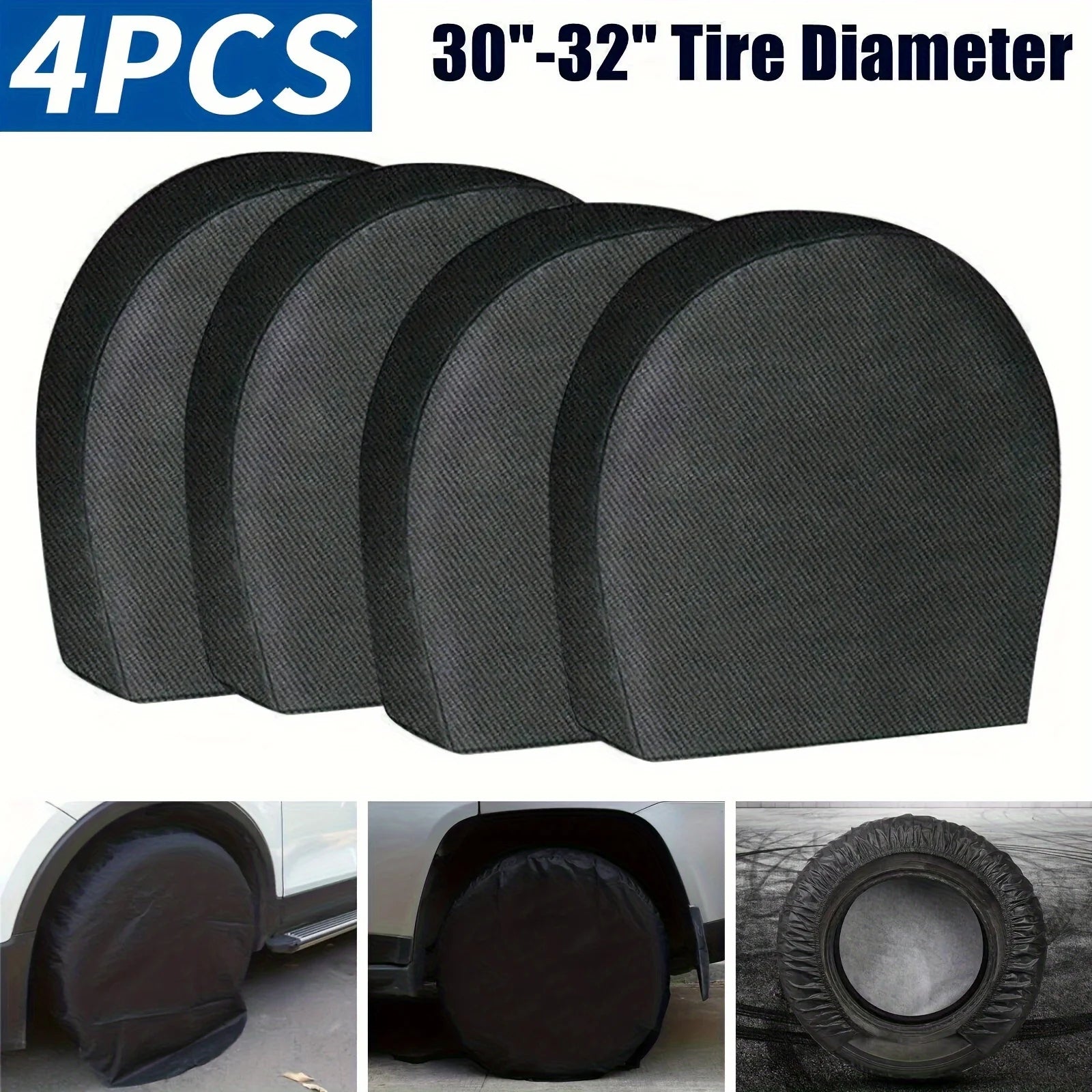 Truck SUV Tire Protective Cover 4-Piece Set, Waterproof Durable Design, Fits Trailers Campers & Other Vehicle Accessories
