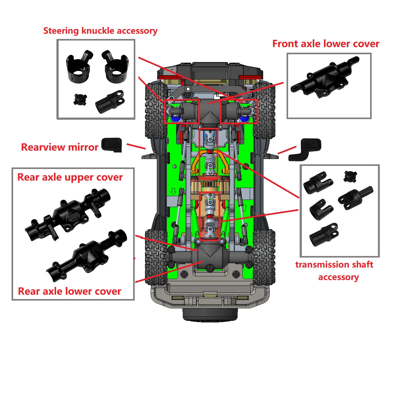 LDARC transmission shaft drive shaft spare parts Front rear axle cover replacement accessories parts for X43 RC car