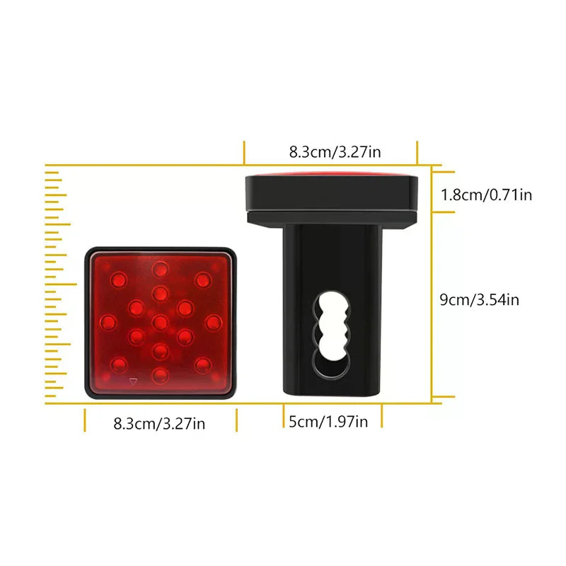 LED Car Red Brake Light DRL Trailer Truck Hitch Cover Fit 2" Towing Hauling Rear Tail Strobe Light Waterproof Taillight