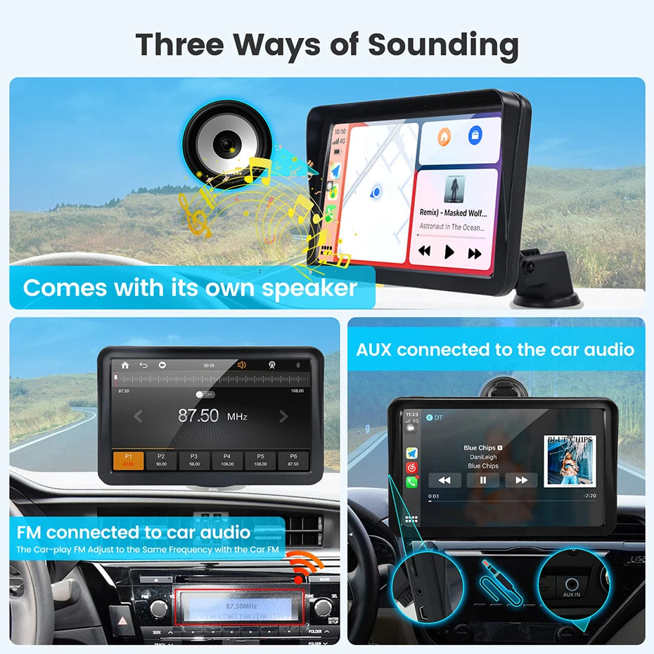 9 inch Portable Car Smart Screen HD Reversing Camera Car Radio DVR Wireless Carplay Android Auto Multimedia Host