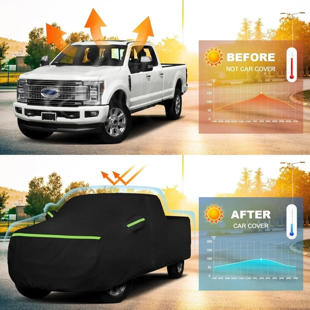 Outdoor Waterproof Car Covers for Ford F-150/F-250 Super Crew Cab 5.5ft Short Bed With Zipper Wind Sun UV and Dust Protection