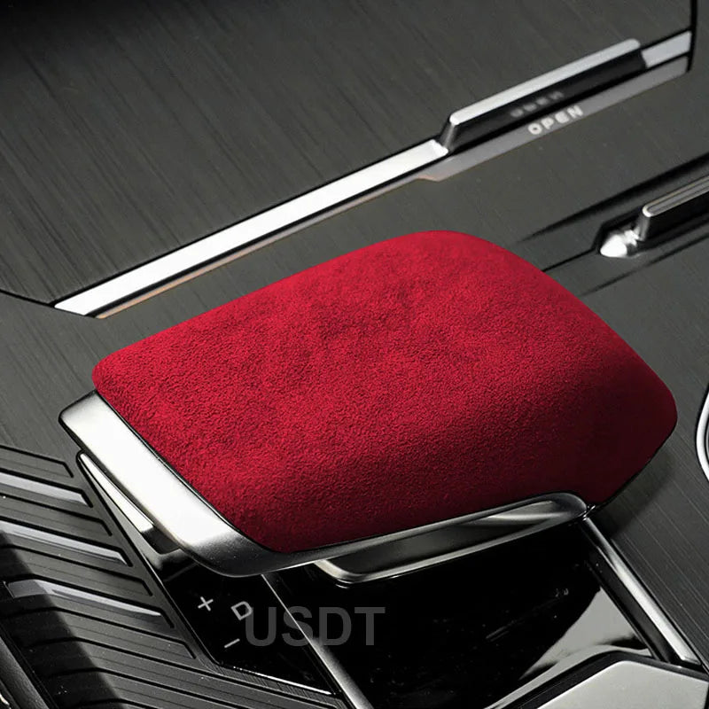 for Changan UNIK UNI-K 2022 2023 Interior Accessories Leather Car Gear Shift Knob Cover Suede Cap Protective Mat