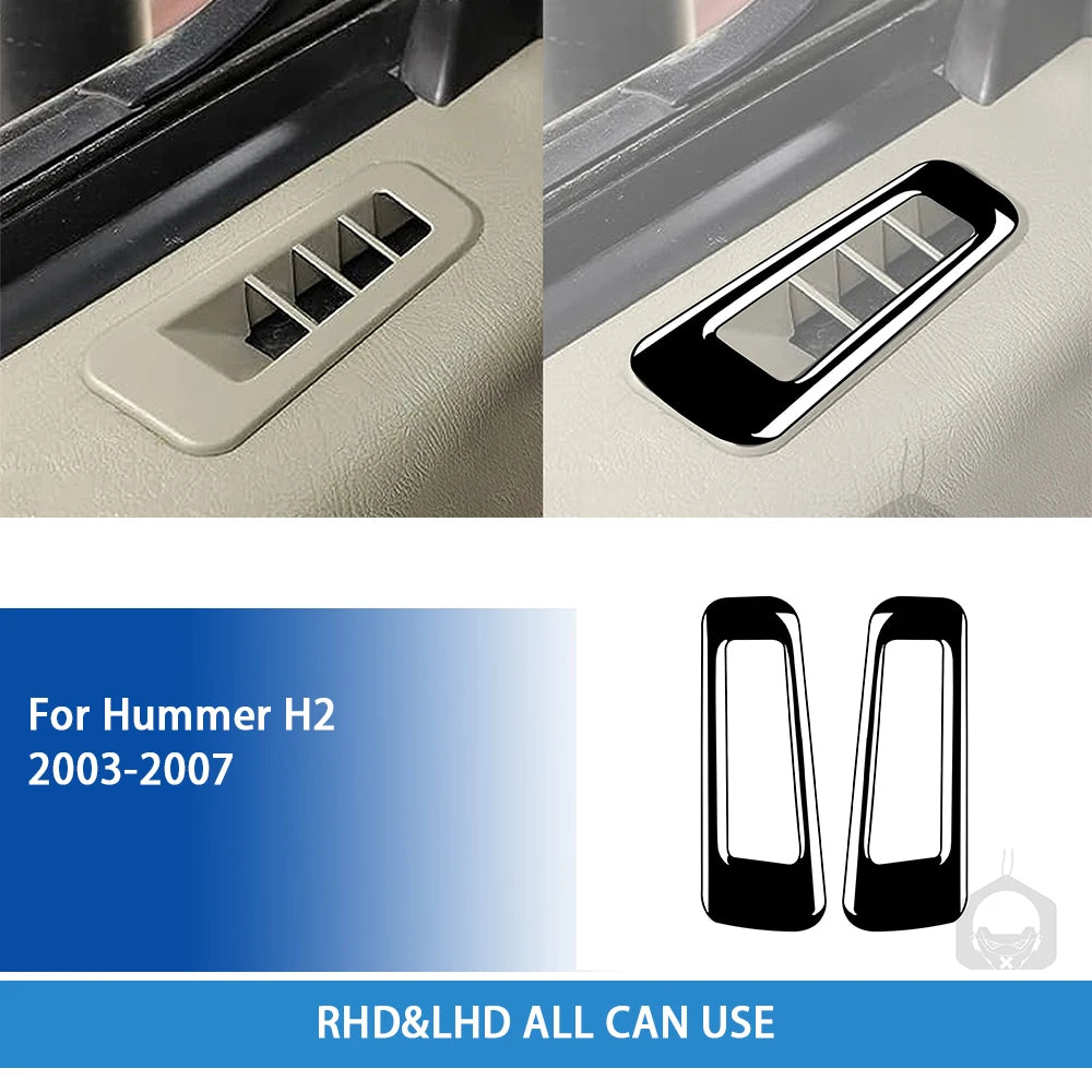 Para Hummer H2 2003 2004 2005 2006 2007 Accesorios para el coche Marco de salida de ventilación de la puerta interior Cubierta embellecedora Pegatinas Modificación