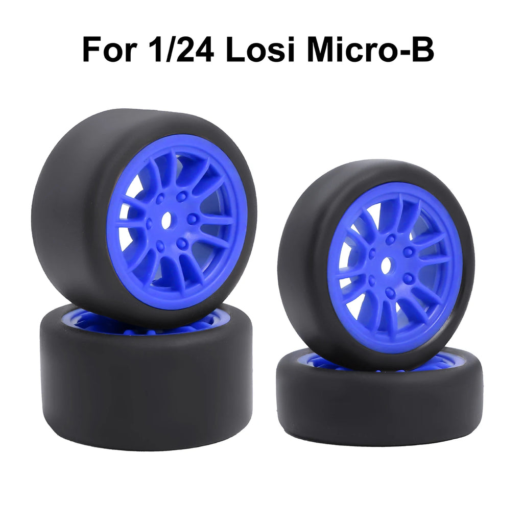 For 1/24 LOSI Micro-B On-Road Drift Racing Wheel Rims Hub with Tires Pre-mounted Pin For 1/28 Losi Micro-T WLtoys 244016
